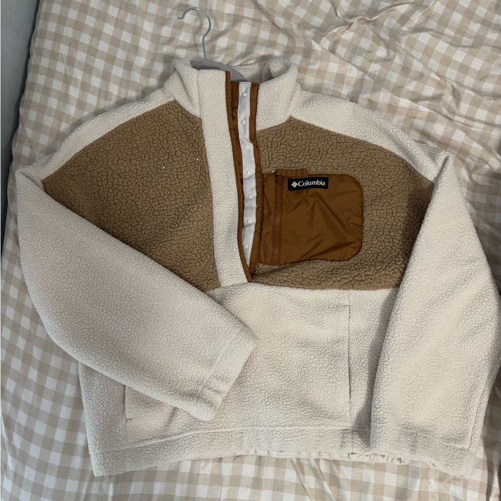 Columbia Cream and Brown Fleece Jacket